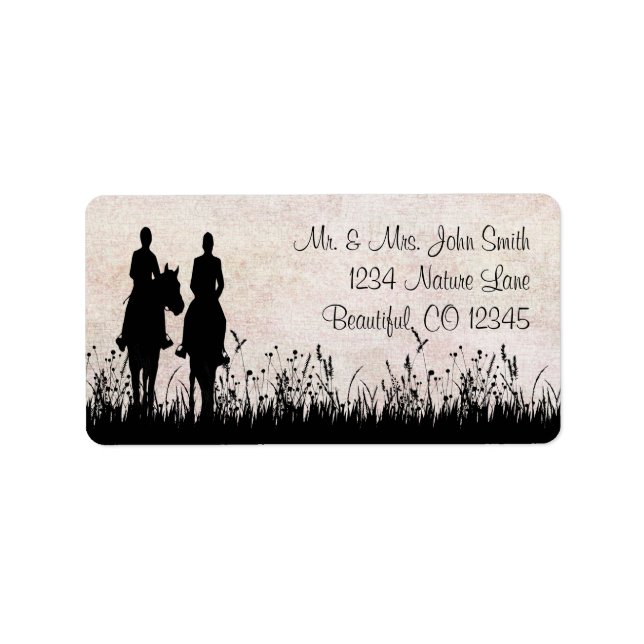 Horseback Riding Couple Equestrian  Address Label (Front)