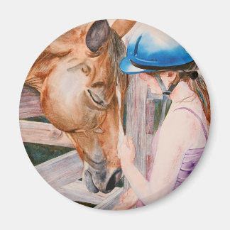 HorseBack Riding Girl and her Horse Animal Lover Magnet