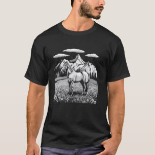 Horseback Riding Horse Lover Meadow Wildflowers T-Shirt