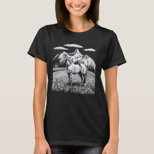 Horseback Riding Horse Lover Meadow Wildflowers T-Shirt