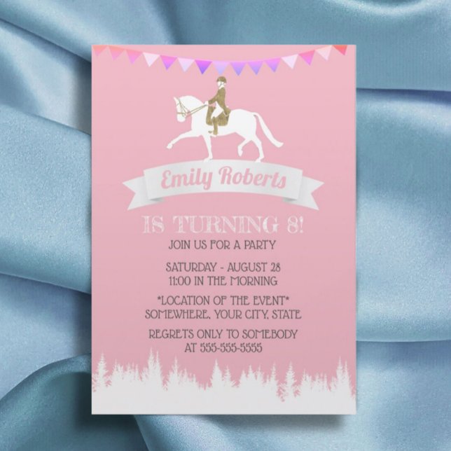Horseback Riding Horse Racing Party Pink Birthday Invitation (Creator Uploaded)