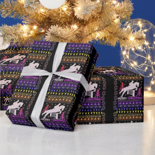 Horseback Riding Jumping Merry Christmas  Wrapping Paper