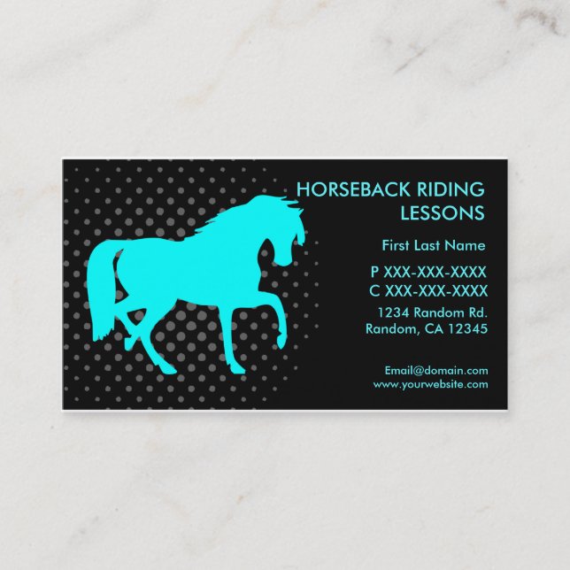 Horseback riding lessons custom business cards (Front)