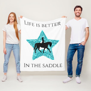 Horseback Riding Life is Better in the Saddle Fleece Blanket