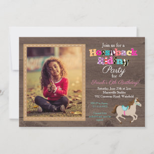 Horseback Riding Photo Birthday Party Invitation