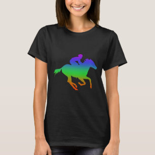 Horseback-riding Shadows In Rainbow Colour  T-Shirt