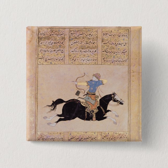 Horseman drawing his bow 15 cm square badge (Front)