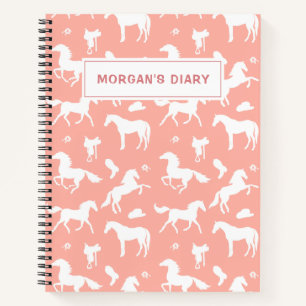Horseriding Custom Name Equestrian Gift Peach Notebook