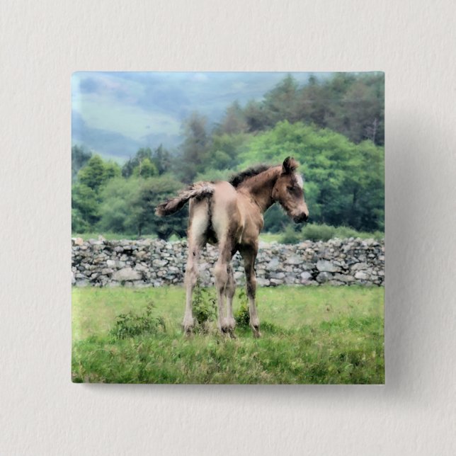 HORSES 15 CM SQUARE BADGE (Front)