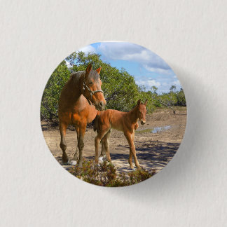 horses 3 cm round badge