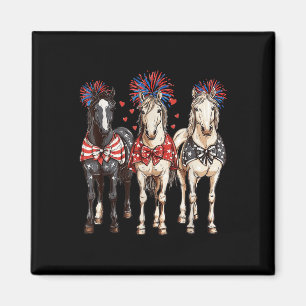 Horses 4th July Patriotic Horse American Flag Fire Magnet