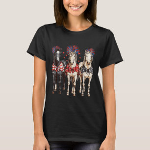 Horses 4th July Patriotic Horse American Flag Fire T-Shirt