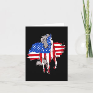 Horses America Flag 4th Of July Independence Day Card