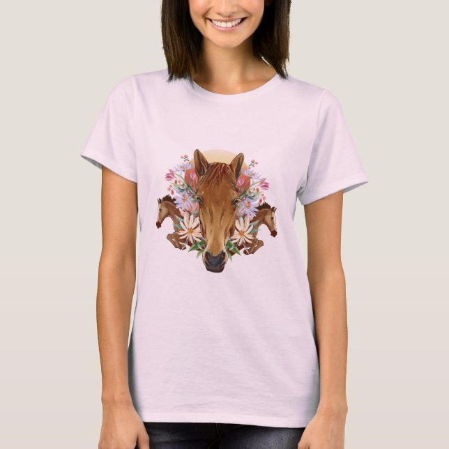 Horses and Flowers T-Shirt (Front)