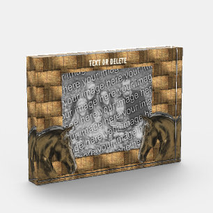 Horses And Hay Bales Personalised Add Your Own Photo Block