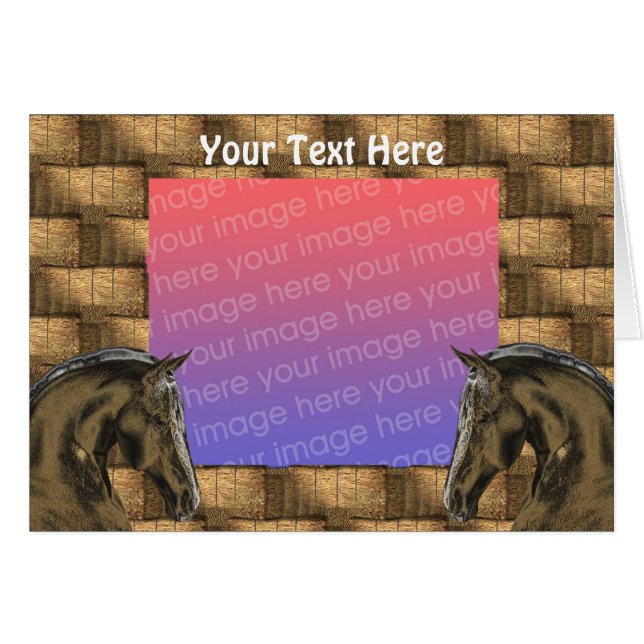 Horses And Hay Bales Photo Card (Front Horizontal)