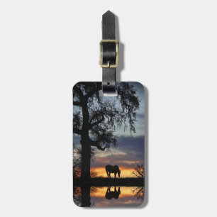 Horses and Oak Tree and Water Reflect Luggage Tag