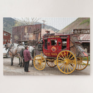 Horses and stagecoach, Colorado, USA Jigsaw Puzzle