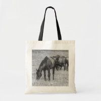 HORSEs Animals B&W Budget Tote