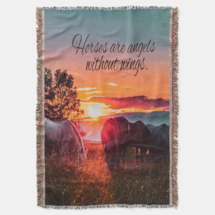Horses are angels without wings throw blanket