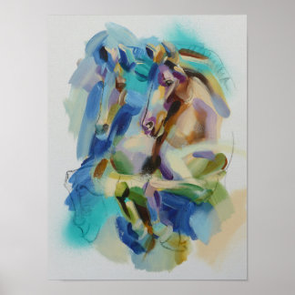 Horses art poster