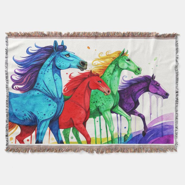 HORSES ART THROW BLANKET (Front)