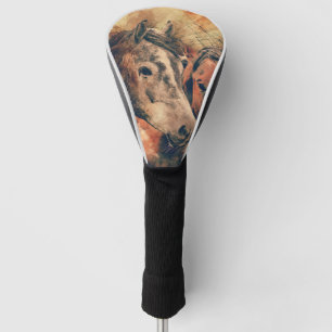 Horses Artistic Watercolor Painting Decorative Golf Head Cover