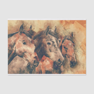 Horses Artistic Watercolor Painting Decorative Tissue Paper