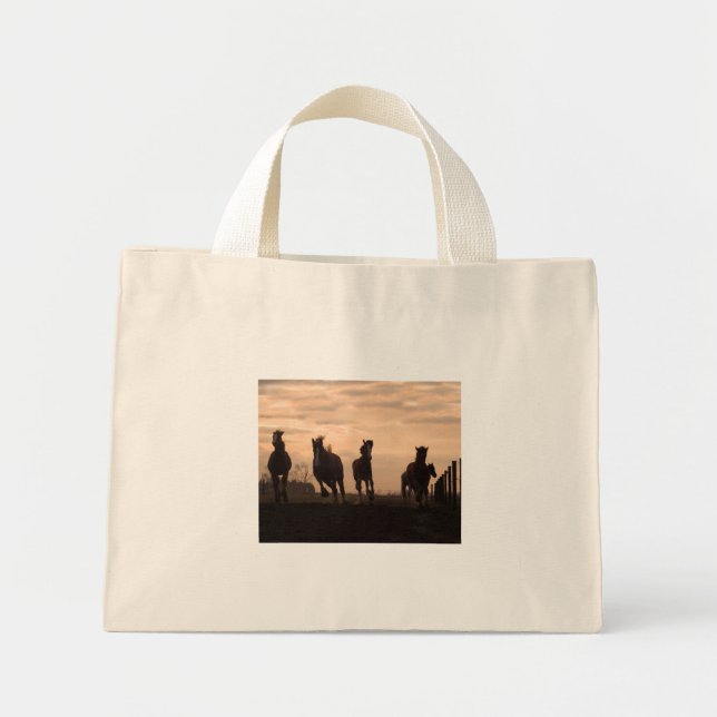 Horses at Sunset Mini Tote Bag (Front)