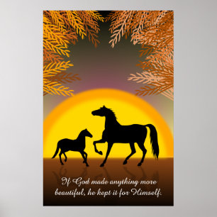 Horses at Sunset Poster