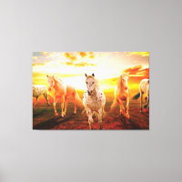 Horses at sunset throw pillow