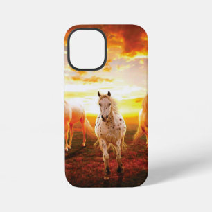 Horses at sunset throw pillow iPhone 12 mini case