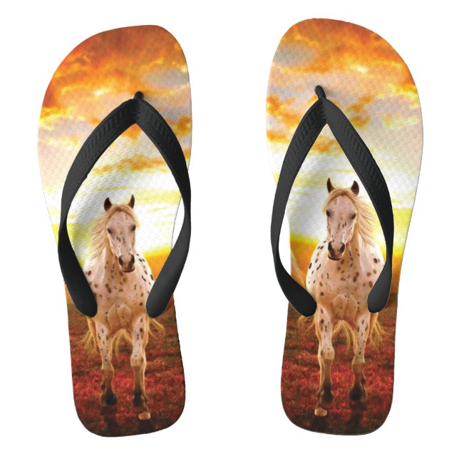 Horses at sunset throw pillow jandals (Footbed)