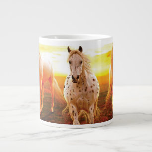 Horses at sunset throw pillow large coffee mug