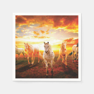 Horses at sunset throw pillow napkin