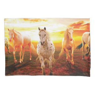 Horses at sunset throw pillow pillowcase