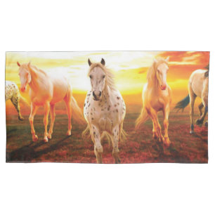 Horses at sunset throw pillow pillowcase