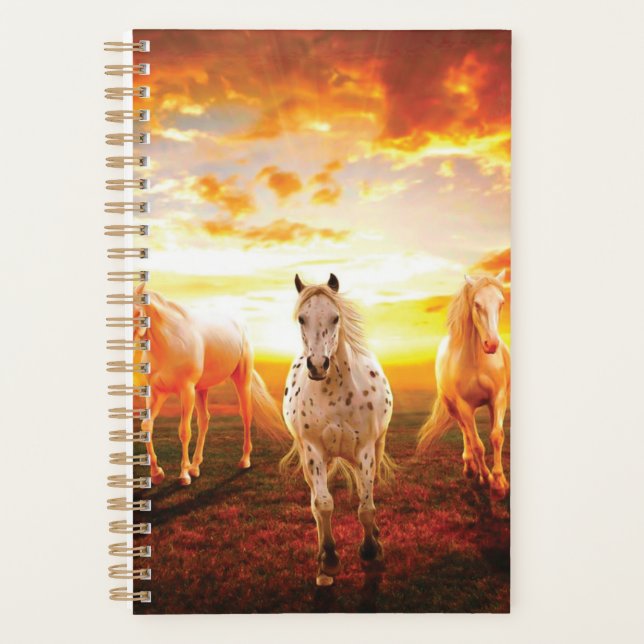 Horses at sunset throw pillow planner (Front)