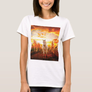 Horses at sunset throw pillow T-Shirt
