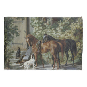 Horses at the Porch (by Albrecht Adam) Pillowcase