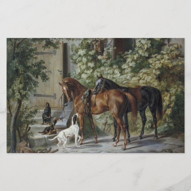 Horses at the Porch (by Albrecht Adam) Stationery (Front)