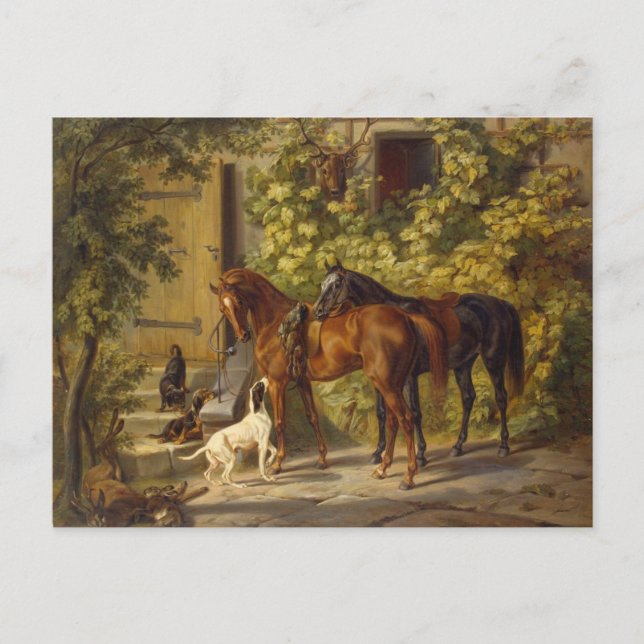 Horses at the Porch Postcard (Front)