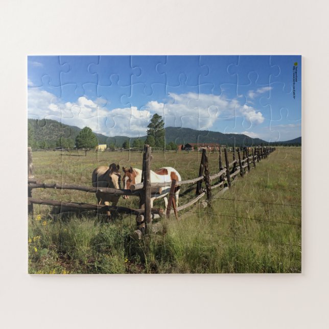 Horses At The Split Rail Fence Photograph Jigsaw Puzzle (Horizontal)