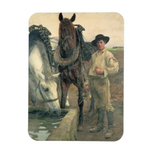 Horses at the Water Trough, 1884 (oil on canvas) Magnet