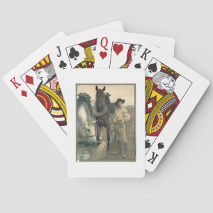 Horses at the Water Trough, 1884 (oil on canvas) Playing Cards