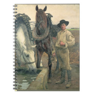 Horses at the Water Trough, 1884 (oil on canvas) Spiral Notebook