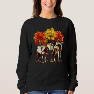 Horses Autumn Field Equestrian Horse Fallen Leaves Sweatshirt