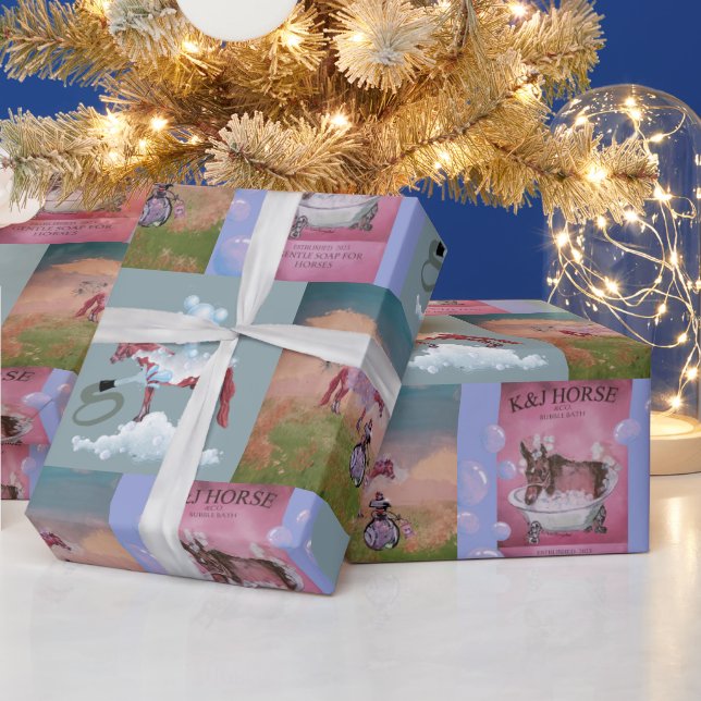 horses bathing wrapping paper (Holidays)