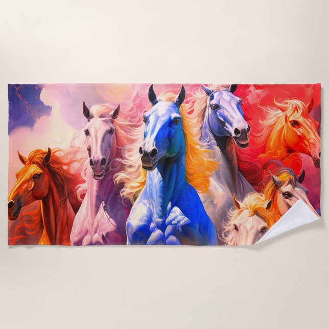 Horses Beach Towel (Front)