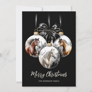 Horses black and gold Christmas quote Holiday Card